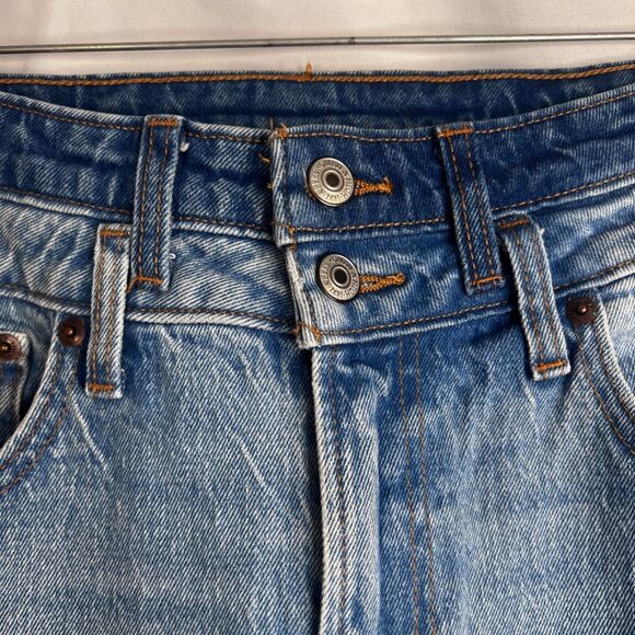 Abercrombie & Fitch 90s Relaxed Jean High Rise Raw Hem Curve Love Size 27-4R - Picture 4 of 10